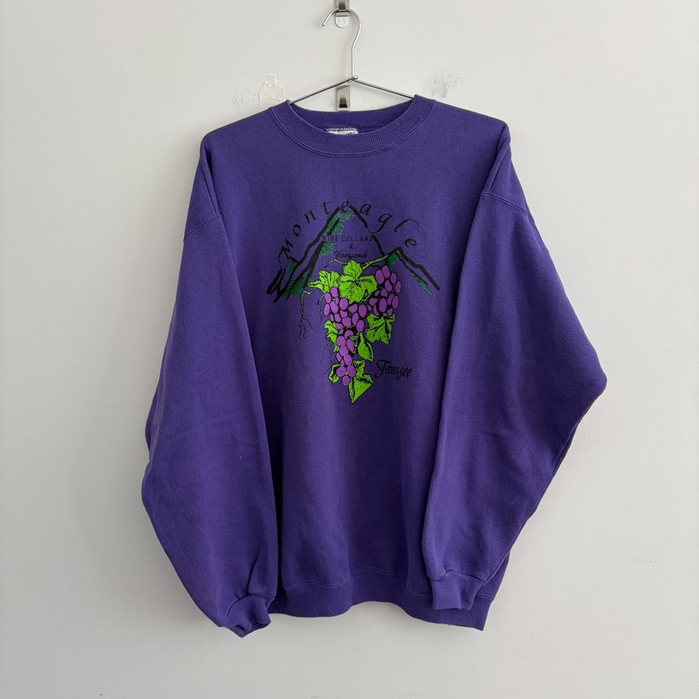 Vintage Hanes Heavyweight Monteagle Wine Cellars Purple Sweatshirt XL